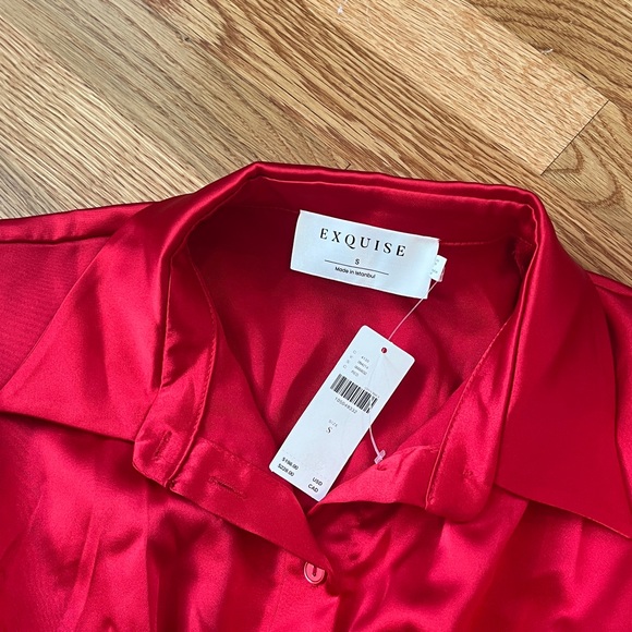 Anthropologie X Exquise Tobie Satin Shirt Dress Size Small NWT - Picture 7 of 13